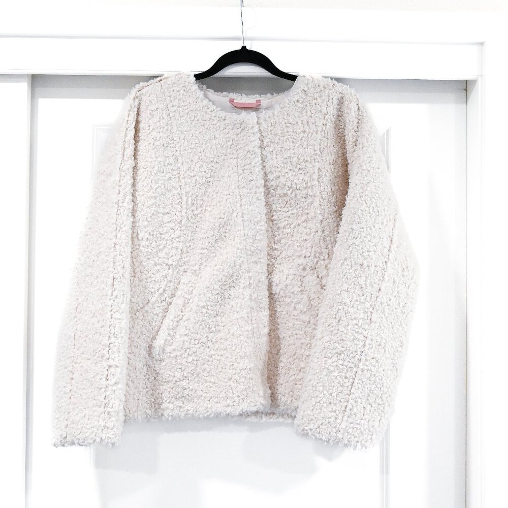 Boden Cream Teddy Jacket Plush Textured Design - Picture 2 of 12